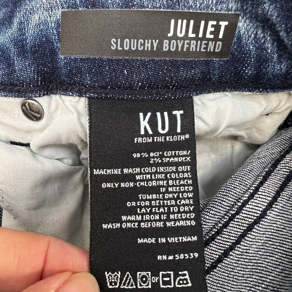 Kut From The Kloth Jeans Women's 12 Blue Juliet Slouchy Boyfriend Button Fly - Picture 9 of 16